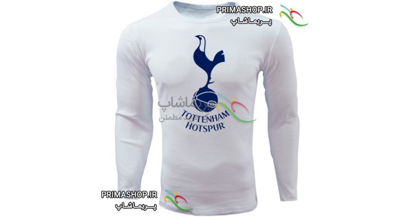 تیشرت هواداری آستین بلند تاتنهام سفید لوگو بزرگ